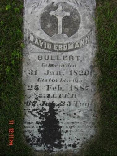Gravestone of David Erdmann Bullert, Zion Lutheran Cemetery (Old), Green Isle, Minnesota